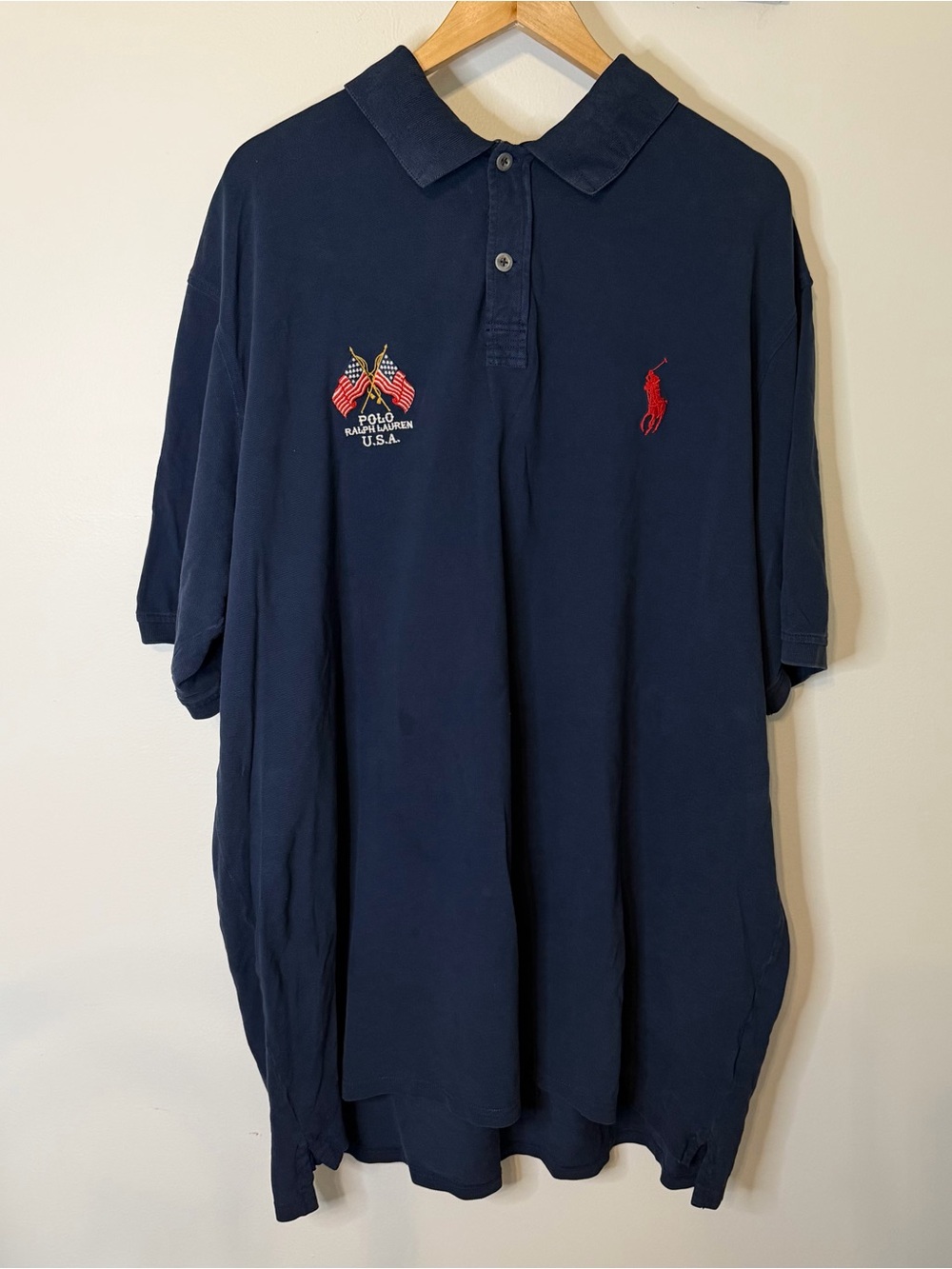 Polo Ralph Lauren USA Flag Eagle Big Pony Polo Shirt Navy Men’s 3XLT Tall